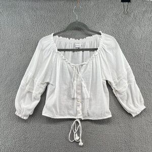 faithfull the brand blouse top tassels boho peasant resort beachy size 4
